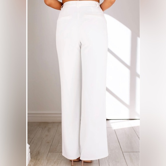 WHITE HIGH RISE PANTS - Picture 3 of 4